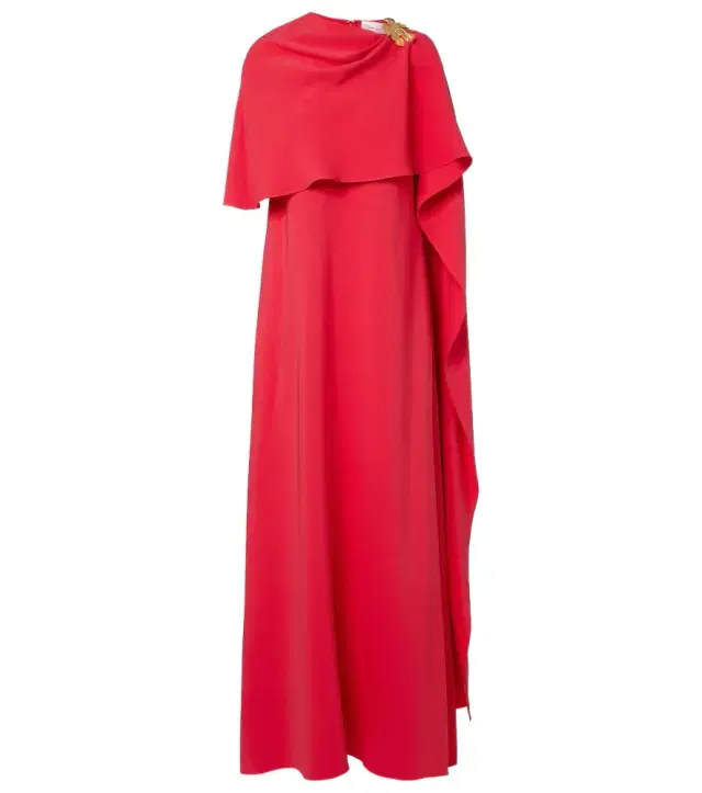 Oscar de la Renta Embellished silk-blend georgette gown