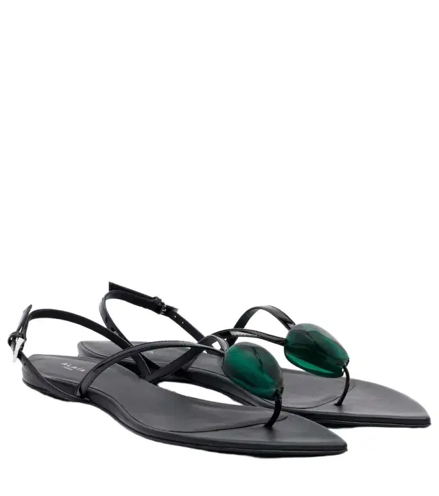 Alaia Alaïa Embellished patent leather thong sandals