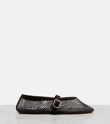Alaïa Alaïa Embellished fishnet Mary Jane flats | Thumbnail 2 Alaïa Alaïa Embellished fishnet Mary Jane flats | Thumbnail 2