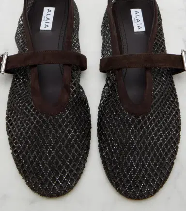 Alaïa Alaïa Embellished fishnet Mary Jane flats | Thumbnail 4 Alaïa Alaïa Embellished fishnet Mary Jane flats | Thumbnail 4