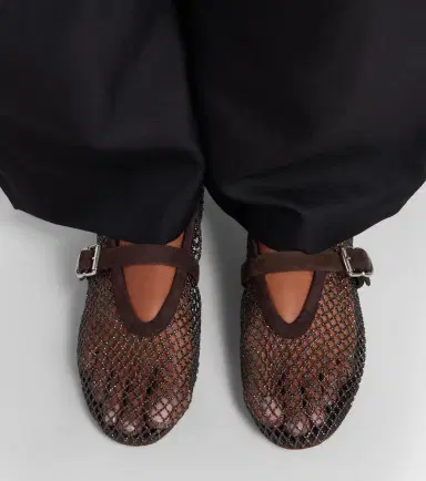 Alaïa Alaïa Embellished fishnet Mary Jane flats | Thumbnail 6 Alaïa Alaïa Embellished fishnet Mary Jane flats | Thumbnail 6