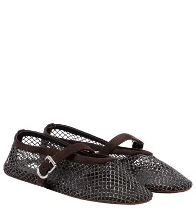Alaïa Alaïa Embellished fishnet Mary Jane flats | Thumbnail 1 Alaïa Alaïa Embellished fishnet Mary Jane flats | Thumbnail 1