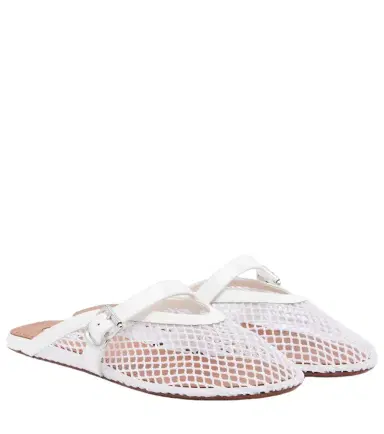 Alaïa Alaïa Fishnet leather-trimmed slip-on mules | Thumbnail 1 Alaïa Alaïa Fishnet leather-trimmed slip-on mules | Thumbnail 1