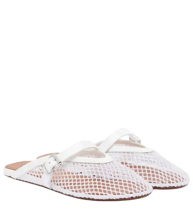 Alaia Alaïa Fishnet leather-trimmed slip-on mules