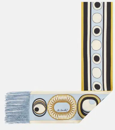 La DoubleJ Fringed printed silk twill scarf | Thumbnail 3