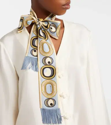 La DoubleJ Fringed printed silk twill scarf | Thumbnail 5