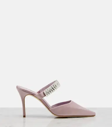 Manolo Blahnik Zumbon embellished satin mules | Thumbnail 2