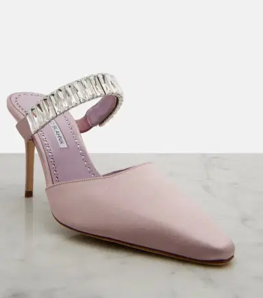 Manolo Blahnik Zumbon embellished satin mules | Thumbnail 3