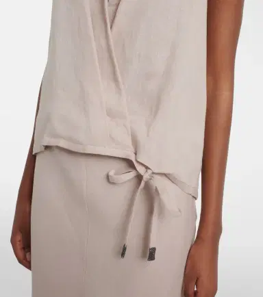 Brunello Cucinelli Monili halterneck linen wrap top | Thumbnail 2 Brunello Cucinelli Monili halterneck linen wrap top | Thumbnail 2