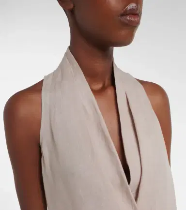Brunello Cucinelli Monili halterneck linen wrap top | Thumbnail 3 Brunello Cucinelli Monili halterneck linen wrap top | Thumbnail 3