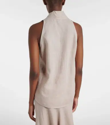 Brunello Cucinelli Monili halterneck linen wrap top | Thumbnail 5 Brunello Cucinelli Monili halterneck linen wrap top | Thumbnail 5