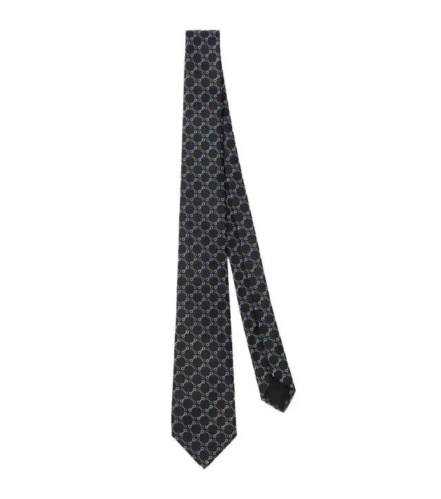 Horsebit silk jacquard tie