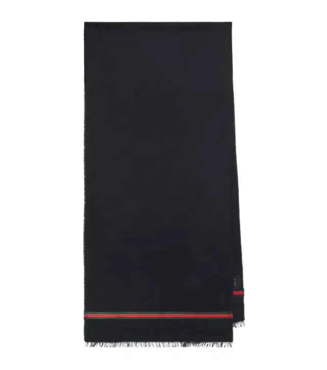 Gucci Web Stripe wool and silk scarf