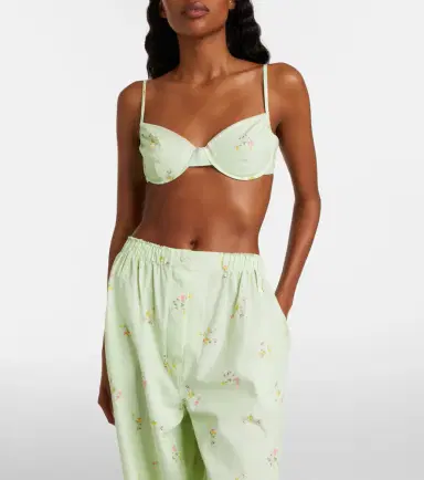 Prada Floral lace-trimmed cotton bra top | Thumbnail 2