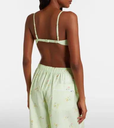 Prada Floral lace-trimmed cotton bra top | Thumbnail 3