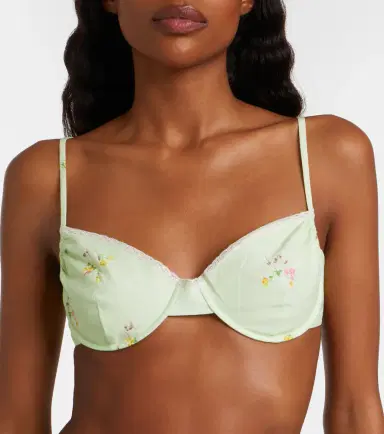 Prada Floral lace-trimmed cotton bra top | Thumbnail 4