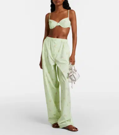 Prada Floral lace-trimmed cotton bra top | Thumbnail 5