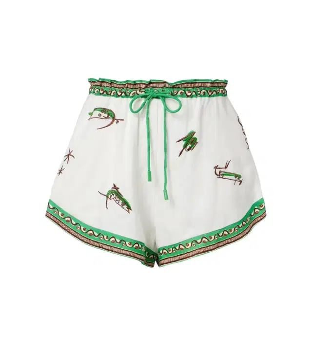 Alemais Alémais Wanda embroidered linen shorts