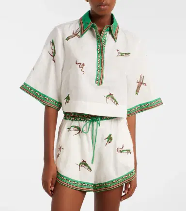 ALÉMAIS Alémais Wanda embroidered linen shirt | Thumbnail 4