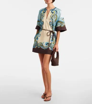 ALÉMAIS Alémais Natalia printed linen minidress | Thumbnail 4