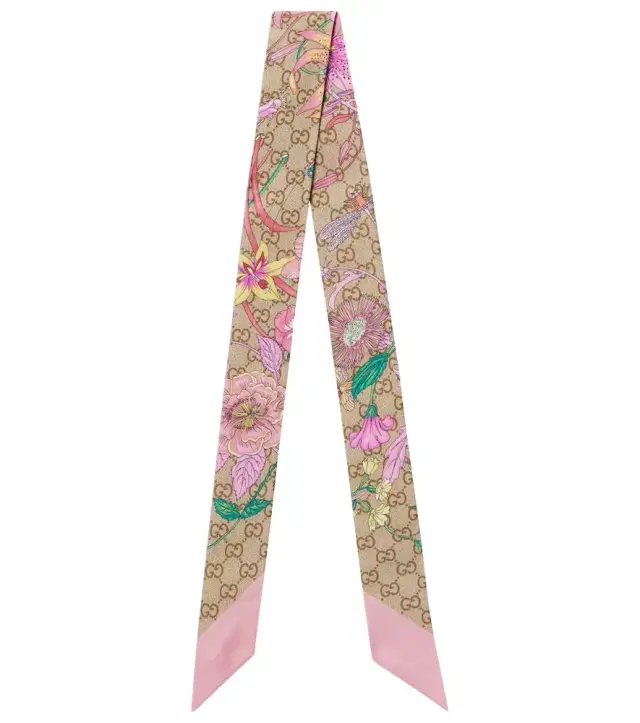 GG  Flora silk twill scarf