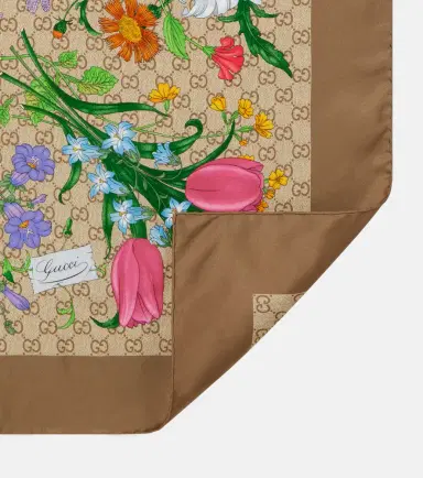 Gucci GG Flora silk twill scarf | Thumbnail 3