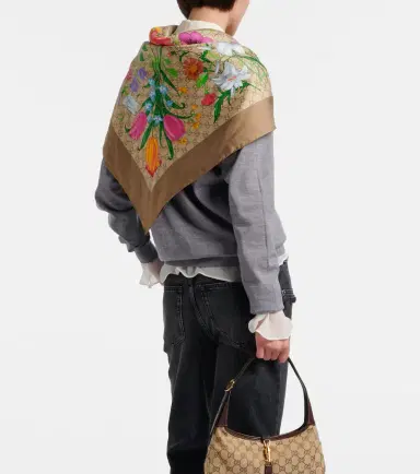 Gucci GG Flora silk twill scarf | Thumbnail 5