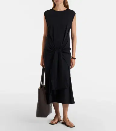TOTEME Gathered cotton jersey midi dress | Thumbnail 4 TOTEME Gathered cotton jersey midi dress | Thumbnail 4