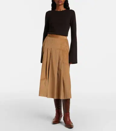 Gabriela Hearst Wesley pleated cotton corduroy midi skirt | Thumbnail 4 Gabriela Hearst Wesley pleated cotton corduroy midi skirt | Thumbnail 4
