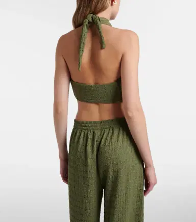 Jade Swim Aylin halterneck seersucker crop top | Thumbnail 2