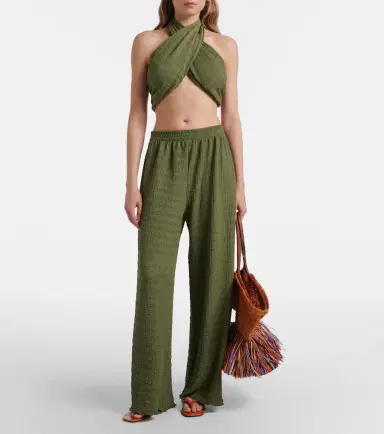 Jade Swim Aylin halterneck seersucker crop top | Thumbnail 3