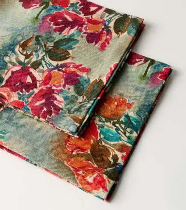 The House of Lyria Nersa set of 2 floral linen napkins | Thumbnail 2