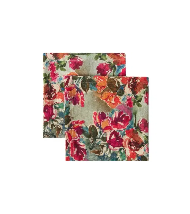 The House of Lyria Nersa set of 2 floral linen napkins