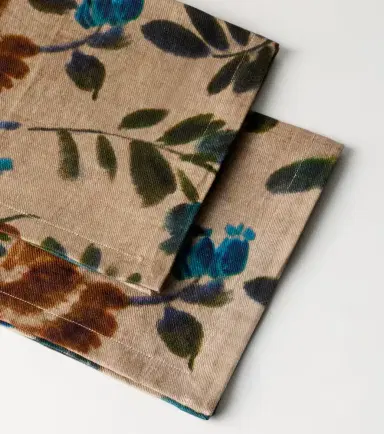 The House of Lyria Rosalia set of 2 floral linen napkins | Thumbnail 2
