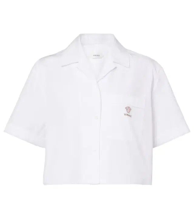 Versace Cropped cotton poplin shirt