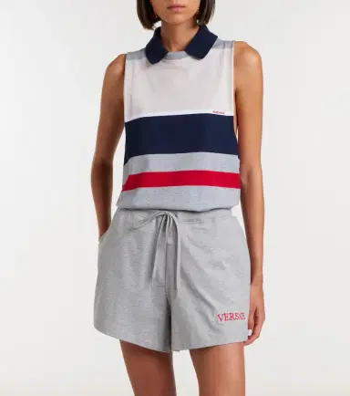 Versace Striped cotton jersey polo dress | Thumbnail 3