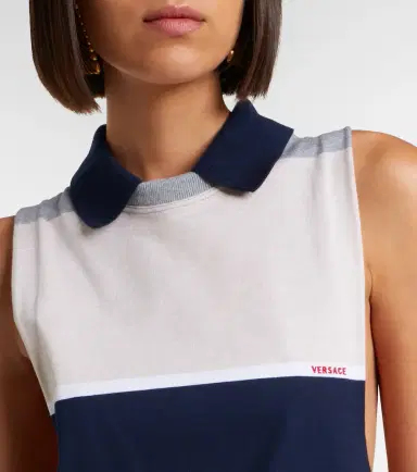 Versace Striped cotton jersey polo dress | Thumbnail 6