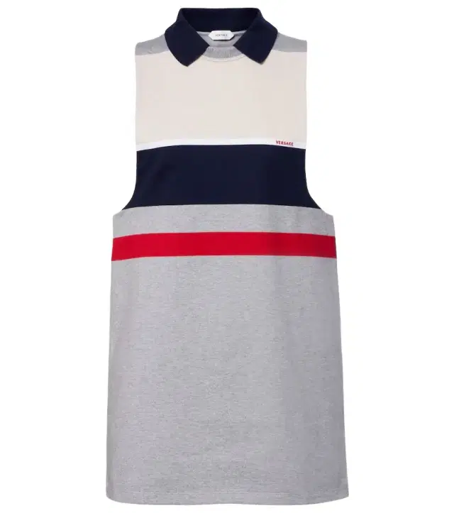 Striped cotton jersey polo dress