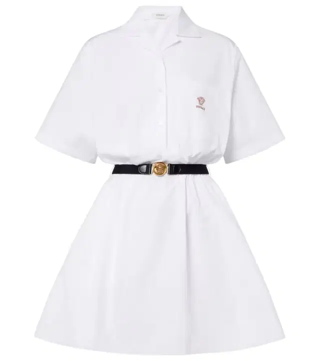Versace Belted cotton poplin minidress