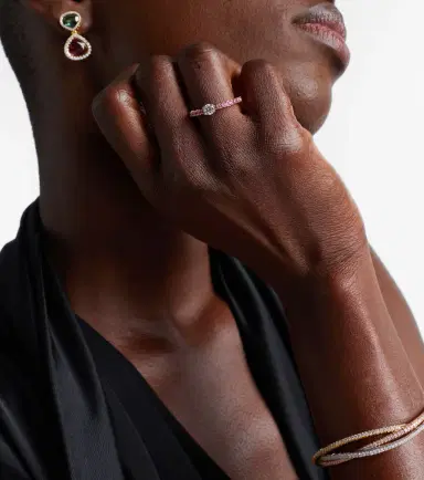 Bucherer Fine Jewellery Stretchy 18kt rose gold ring with diamond and sapphires | Thumbnail 3 Bucherer Fine Jewellery Stretchy 18kt rose gold ring with diamond and sapphires | Thumbnail 3