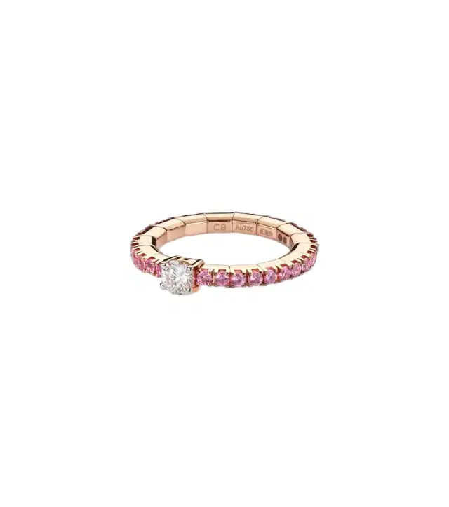 Bucherer Fine Jewellery Stretchy 18kt rose gold ring with diamond and sapphires