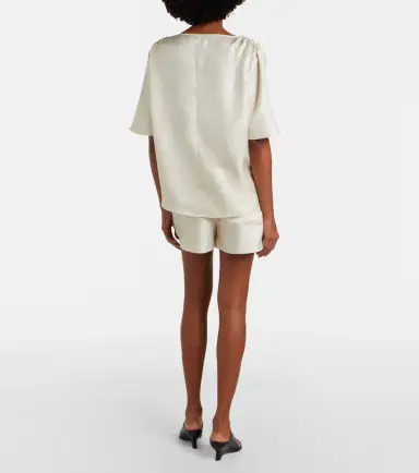 Loulou de Saison Cabo silk satin shorts | Thumbnail 4 Loulou de Saison Cabo silk satin shorts | Thumbnail 4