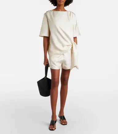 Loulou de Saison Cabo silk satin shorts | Thumbnail 5 Loulou de Saison Cabo silk satin shorts | Thumbnail 5