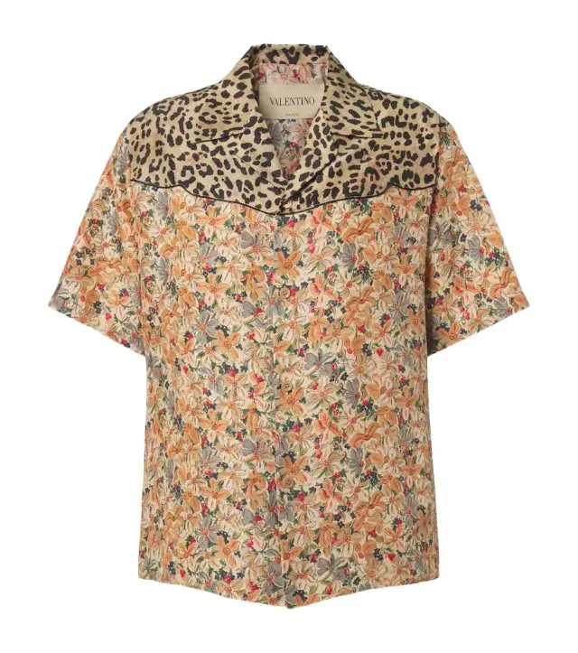 Valentino Printed silk bowling shirt