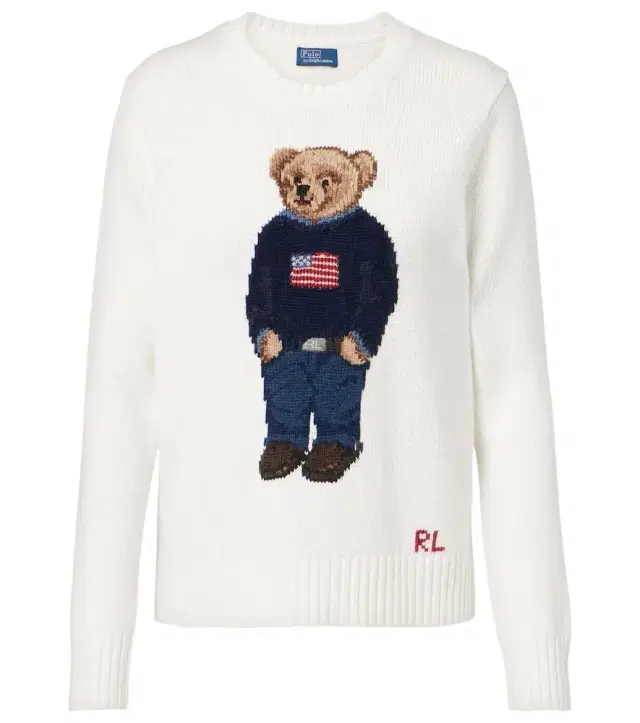 Polo Bear intarsia linen and cotton sweater