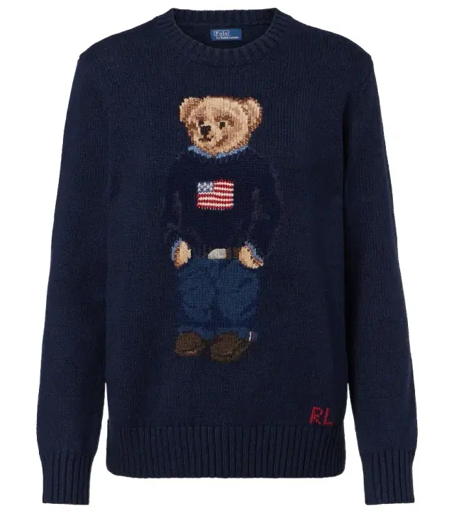 Polo Bear intarsia cotton and linen sweater