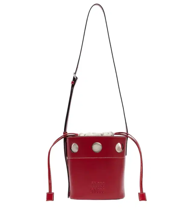 Cutout leather bucket bag