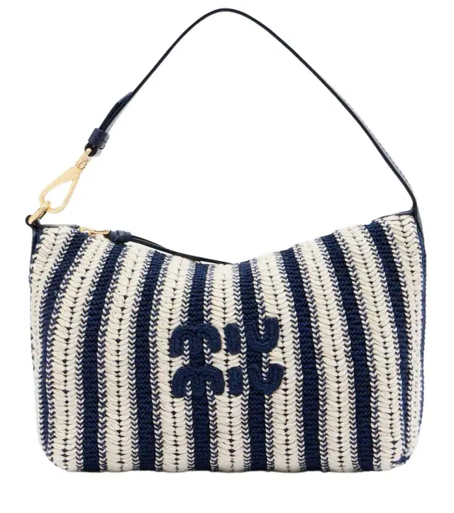 Striped crochet top-handle bag