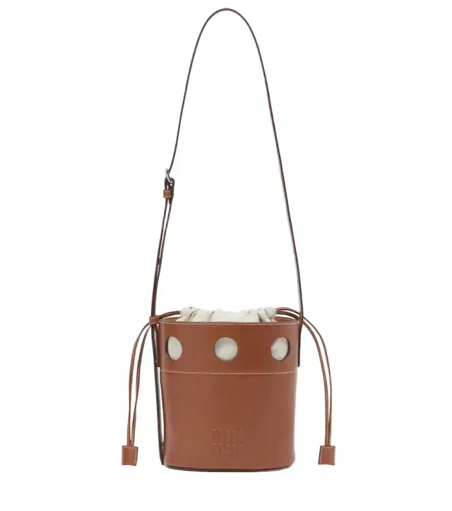 Perforated leather bucket bag