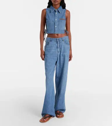 Miu Miu Chambray wide-leg pants | Thumbnail 3